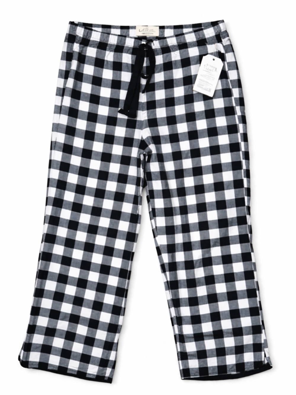 NWT LOFT Sleep Pajama Pants Black White Gingham Cotton Lounge L